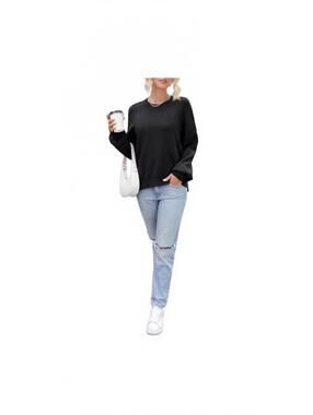 Dokotoo Black Oversized Crewneck Sweater